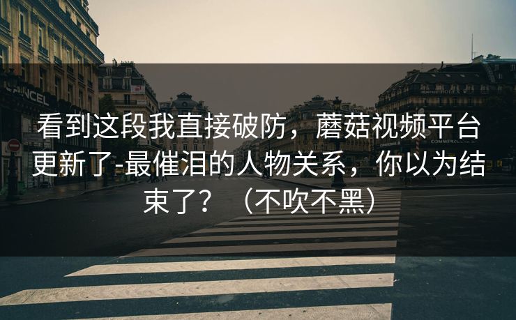 看到这段我直接破防，蘑菇视频平台更新了-最催泪的人物关系，你以为结束了？（不吹不黑）