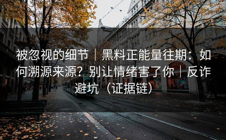 被忽视的细节｜黑料正能量往期：如何溯源来源？别让情绪害了你｜反诈避坑（证据链）