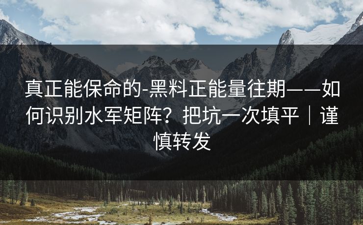 真正能保命的-黑料正能量往期——如何识别水军矩阵？把坑一次填平｜谨慎转发