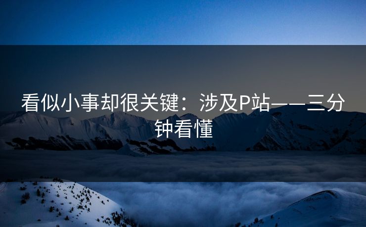 看似小事却很关键:涉及P站——三分钟看懂 看似小事却很关键:涉及P站——三分钟看懂