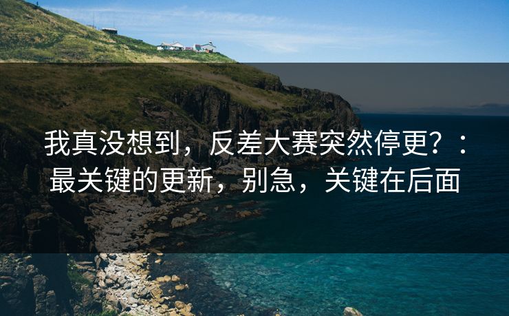我真没想到，反差大赛突然停更？：最关键的更新，别急，关键在后面