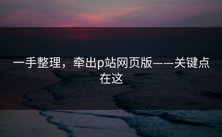 一手整理，牵出p站网页版——关键点在这