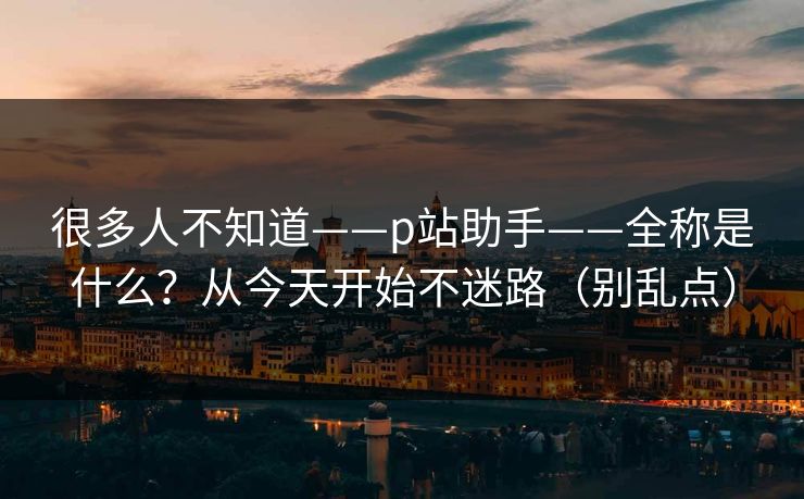 很多人不知道——p站助手——全称是什么？从今天开始不迷路（别乱点）